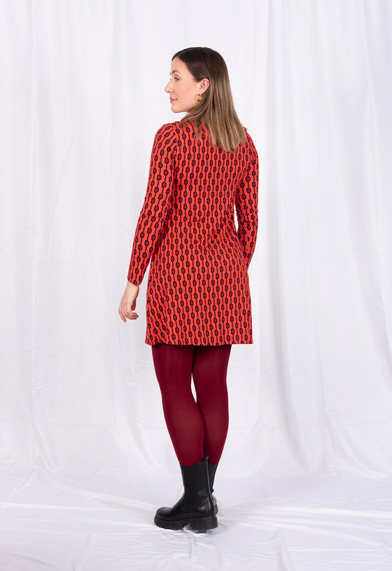 Kurzes Langarm-Kleid mit Kellerfalte - VD05W23