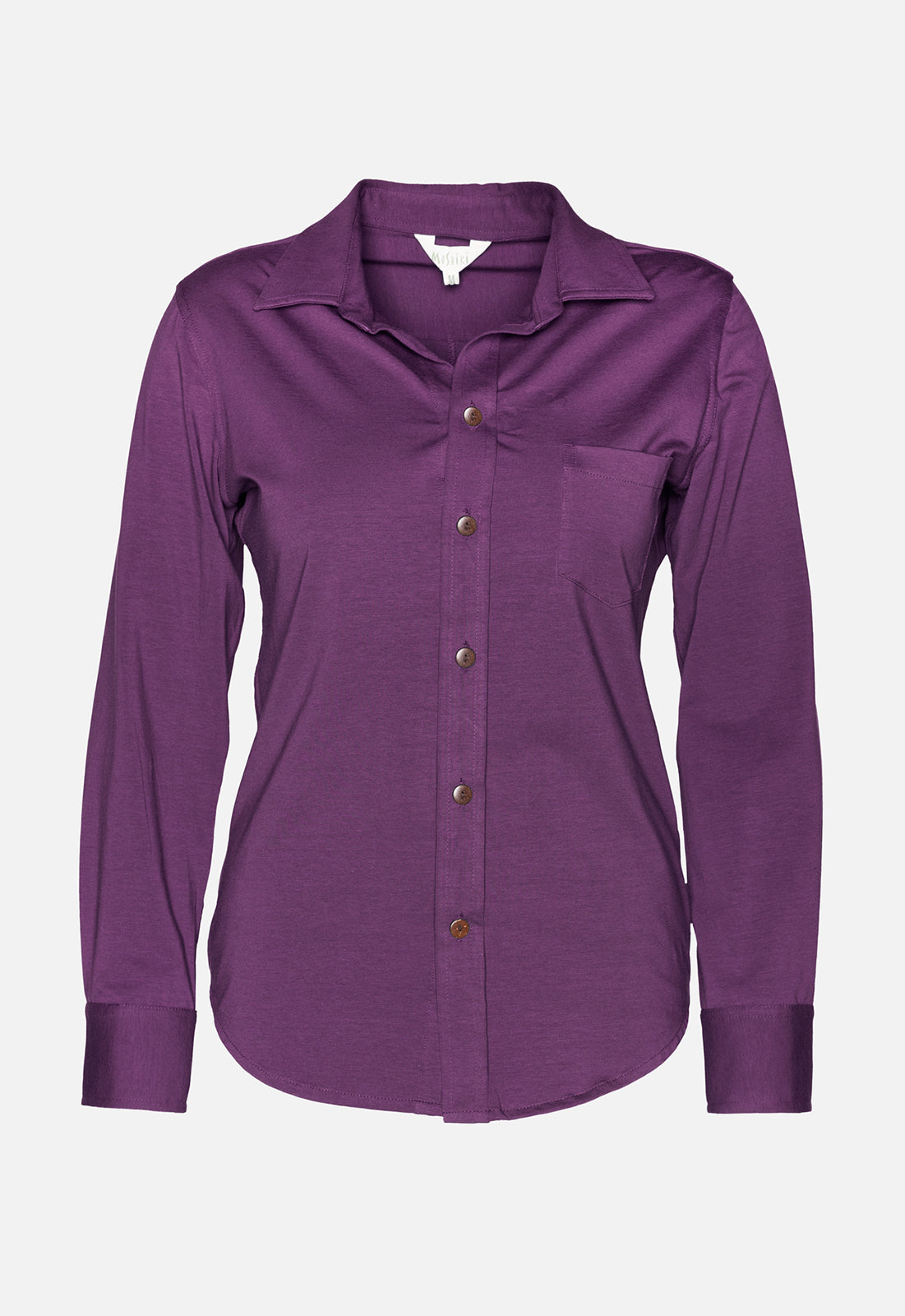 W25Blouse-G1 – Klassische Jerseybluse mit Knopfleiste – GOTS-zertifiziert