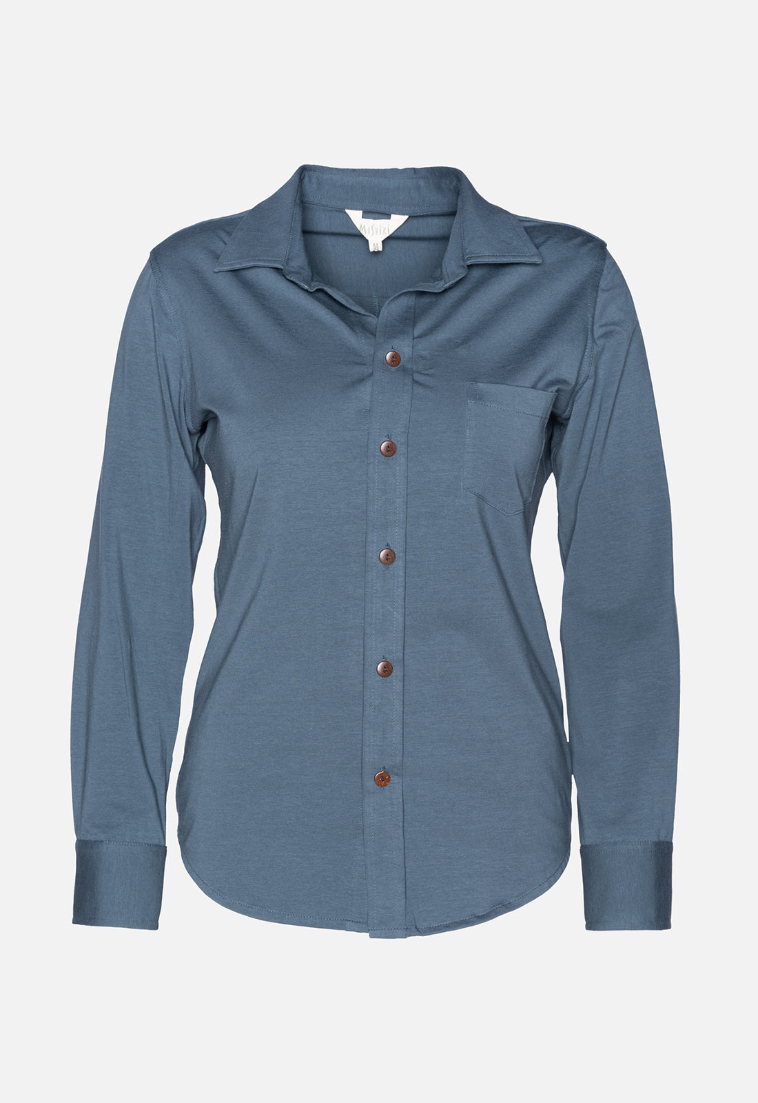 W25Blouse-G1 – Klassische Jerseybluse mit Knopfleiste – GOTS-zertifiziert