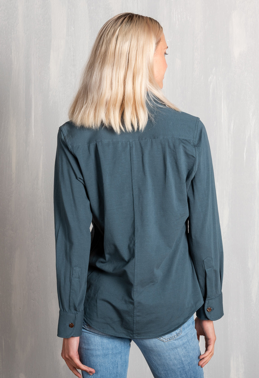 W25Blouse-G1 – Klassische Jerseybluse mit Knopfleiste – GOTS-zertifiziert