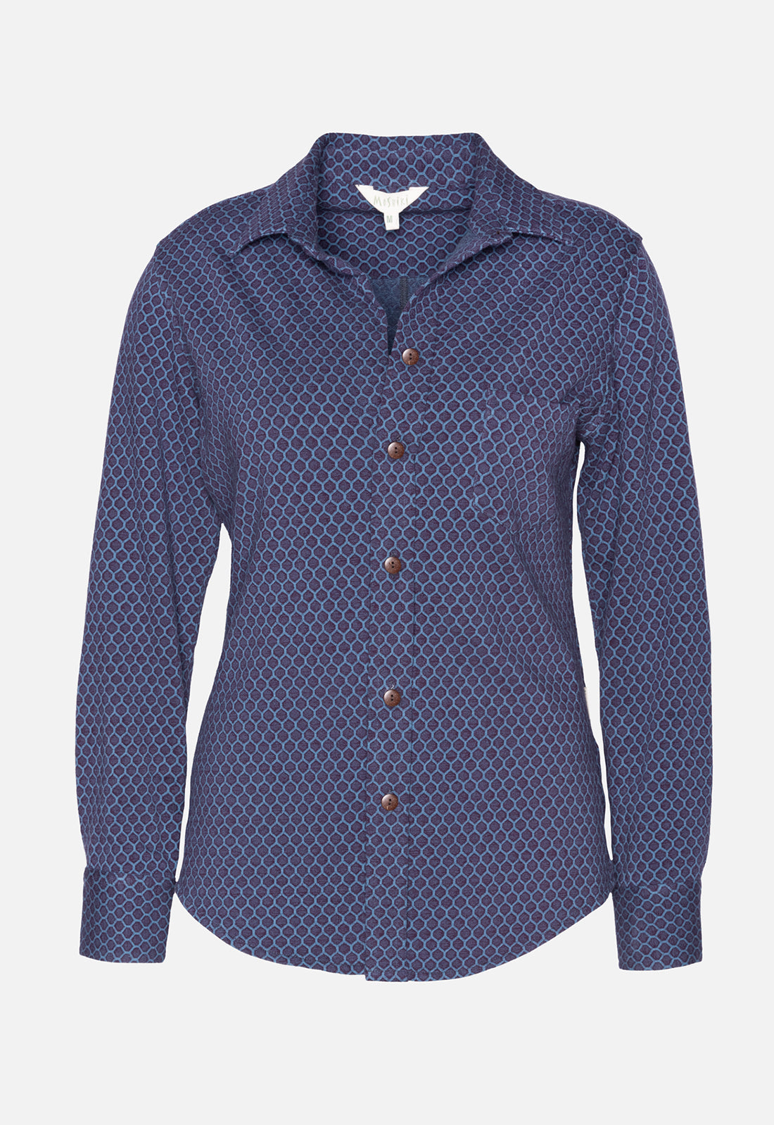 W25Blouse-G2 – Klassische Hemdbluse aus Bio-Stretch-Jacquard – GOTS-zertifiziert