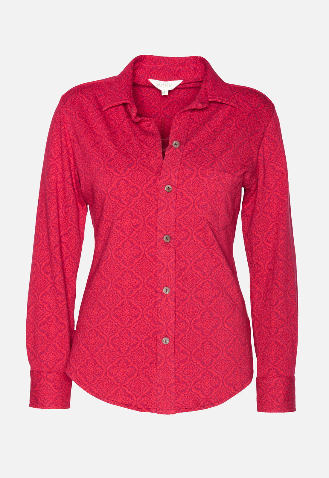W25Blouse-G2 – Klassische Hemdbluse aus Bio-Stretch-Jacquard – GOTS-zertifiziert