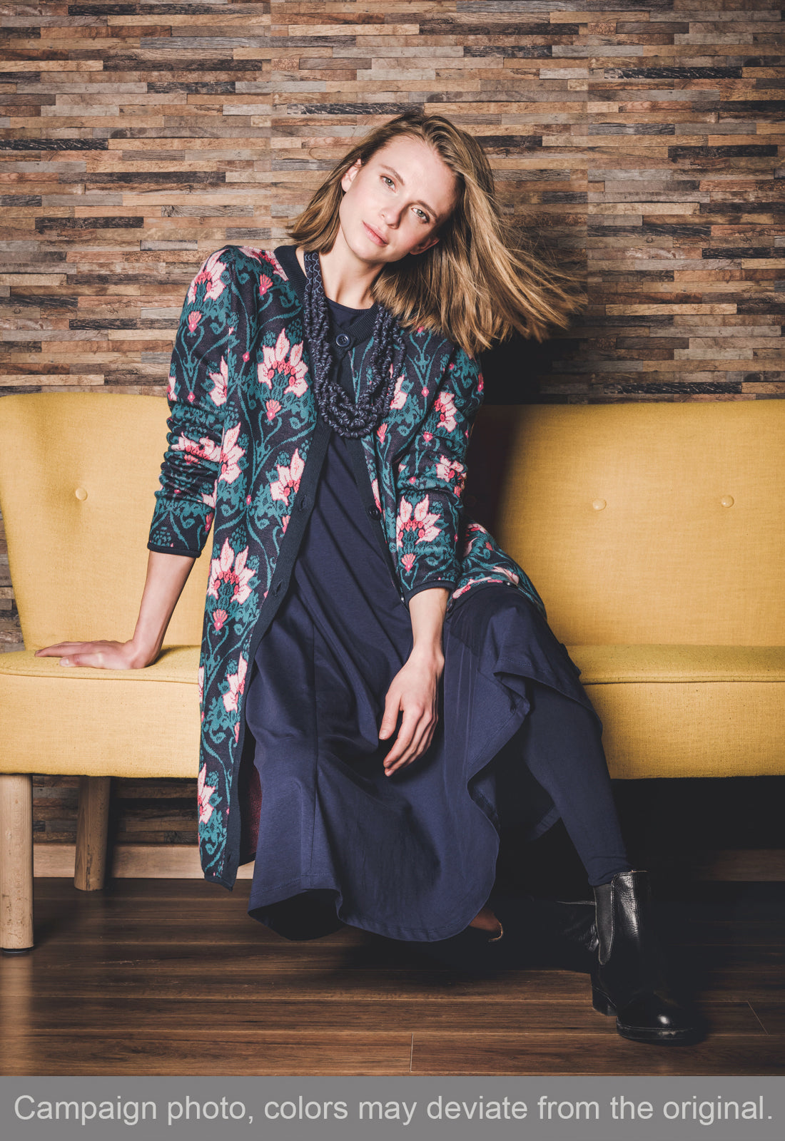 W25Dress-G2 –Langes Jersey-Kleid in A-Linie – GOTS-zertifiziert