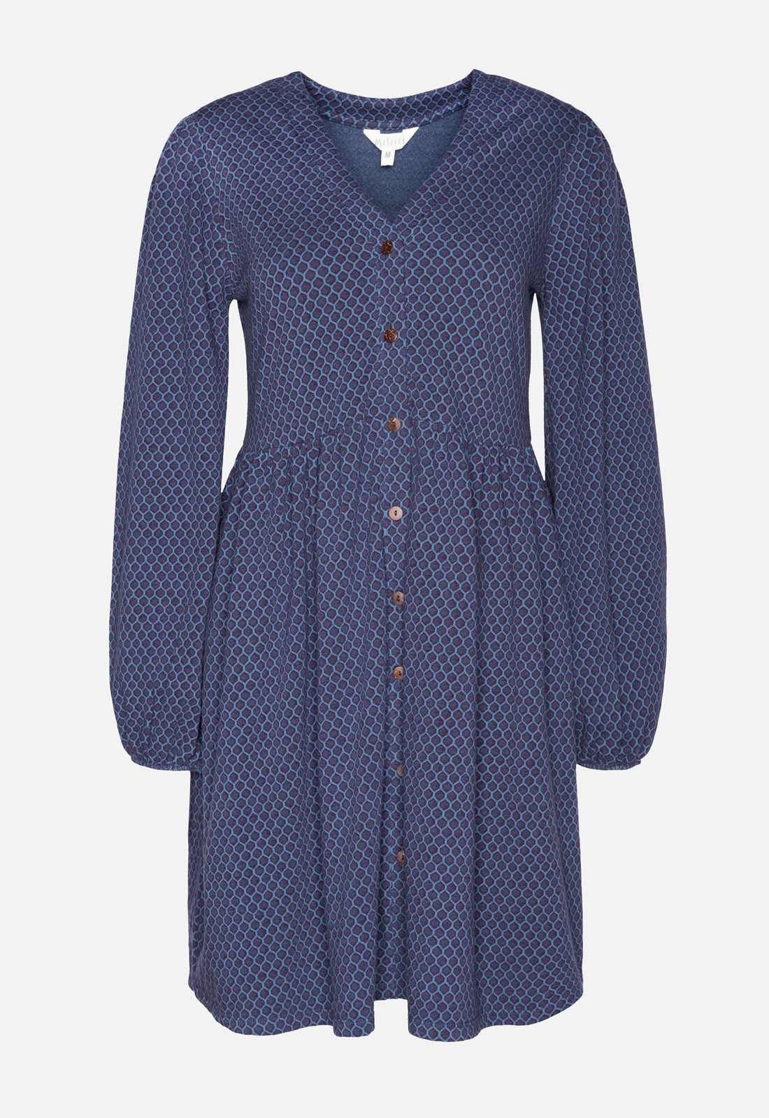 W25Dress-G8 – Klassisches Kleid mit Knopfleiste & V-Ausschnitt – GOTS-zertifiziert