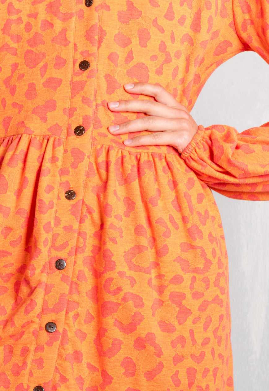 W25Dress-G8 – Klassisches Kleid mit Knopfleiste & V-Ausschnitt – GOTS-zertifiziert