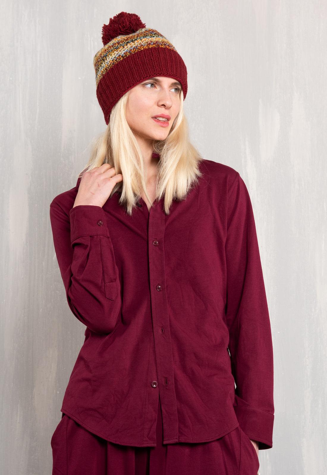 W26Blouse-G1 – Jerseybluse aus Bio-Baumwolle mit Kragen