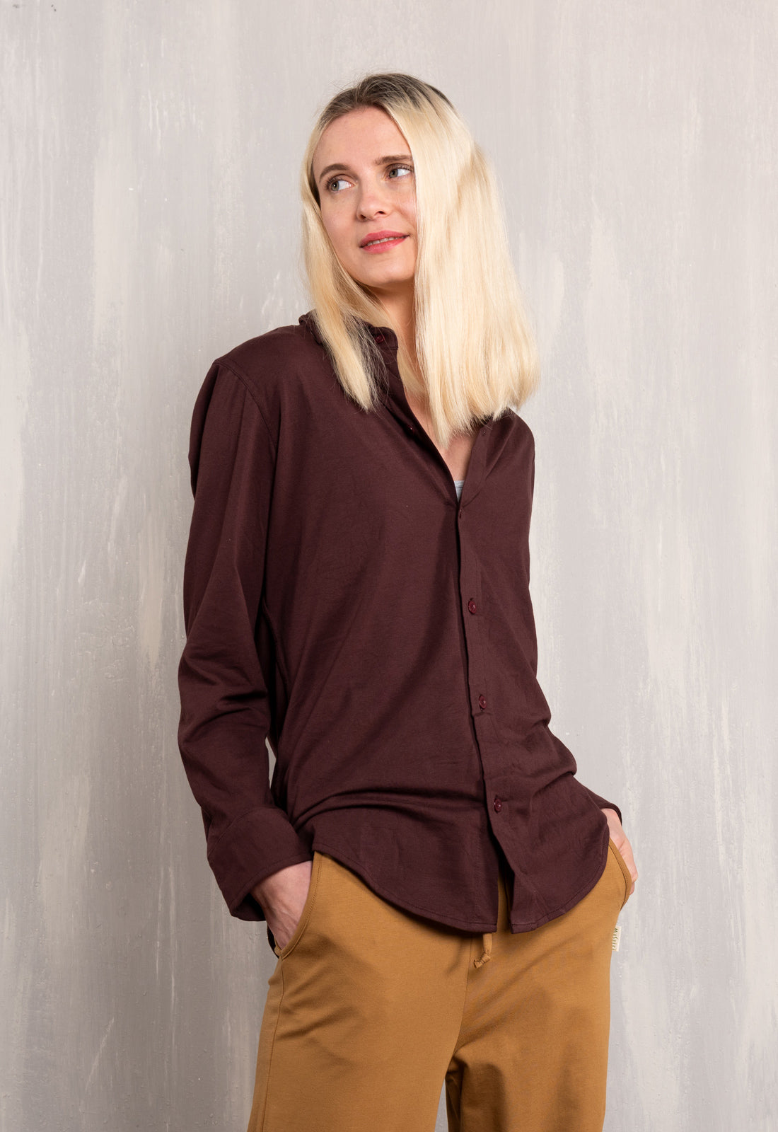 W26Blouse-G1 – Jerseybluse aus Bio-Baumwolle mit Kragen