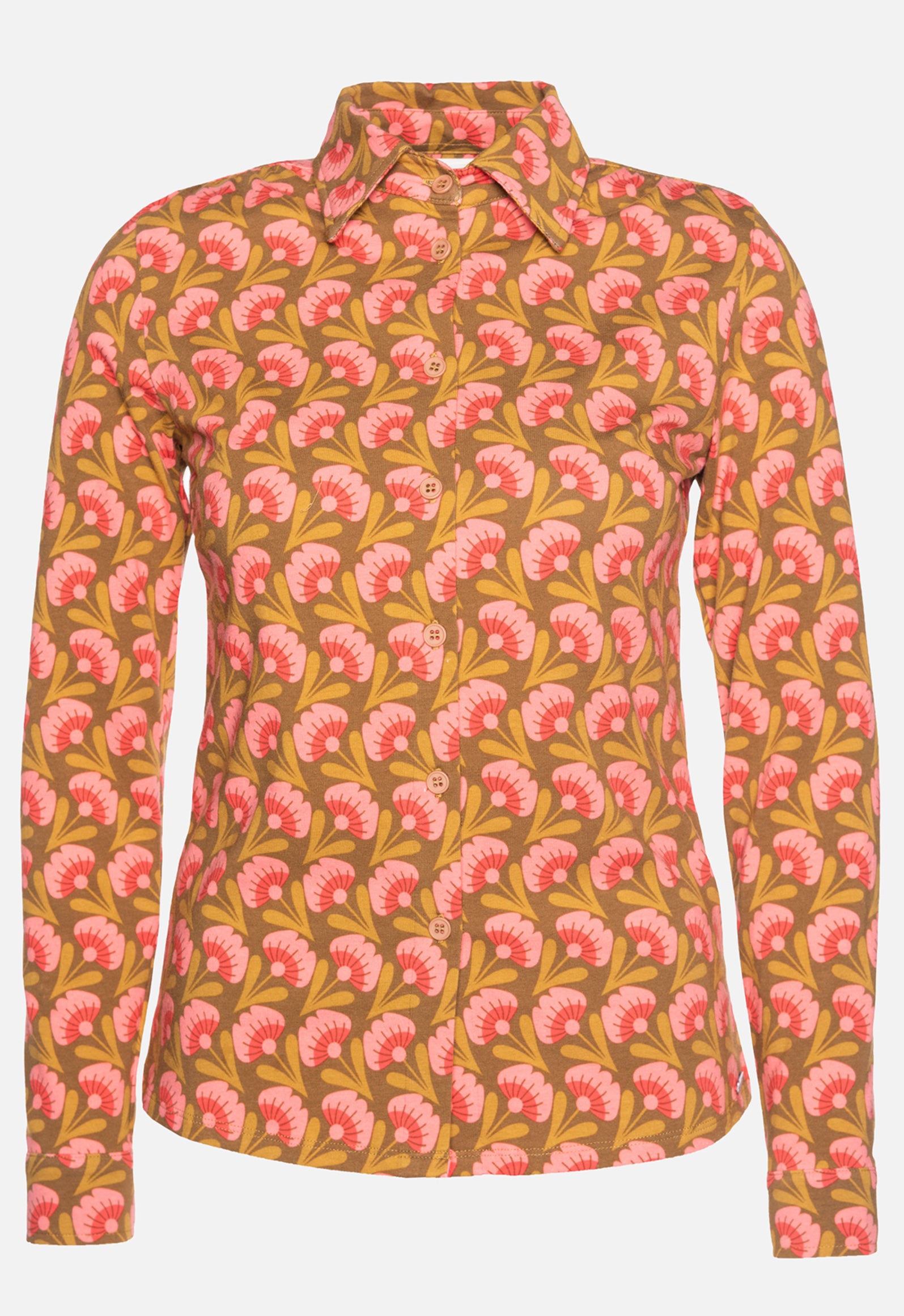 W26Blouse-OC1 – figurbetonte Jerseybluse aus Bio-Baumwolle