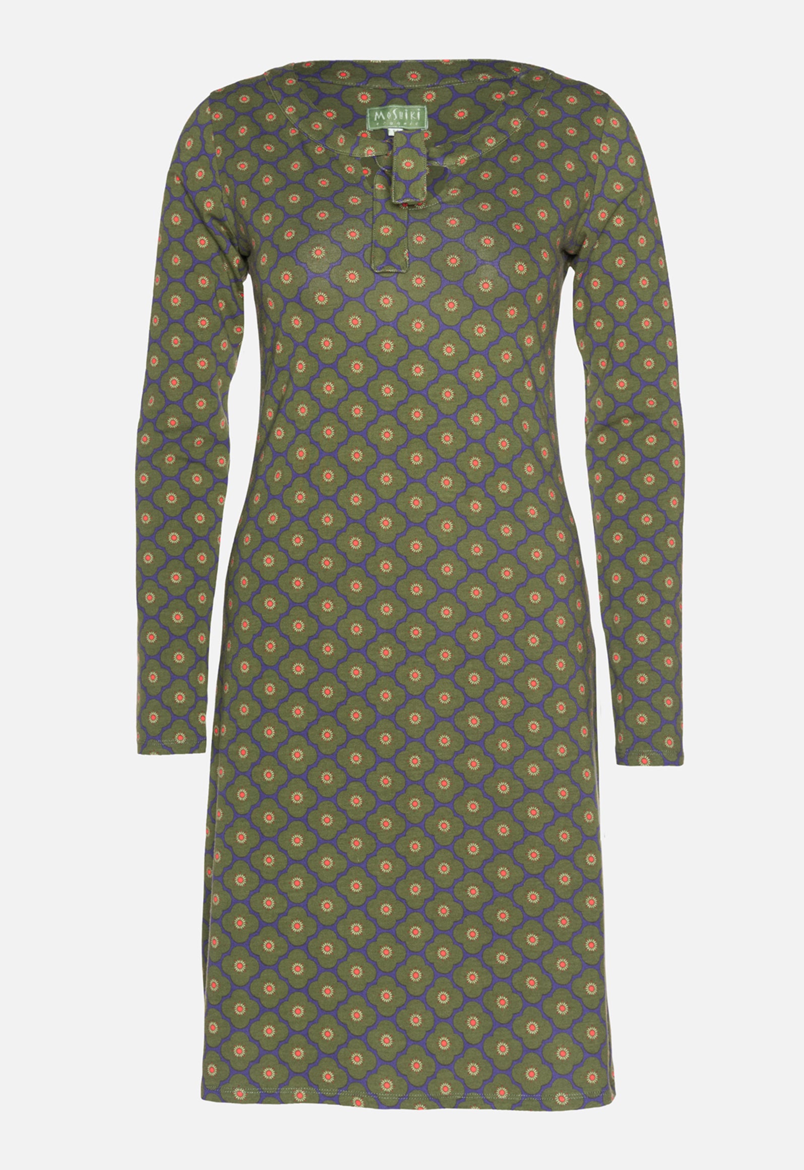 W26Dress-OC1 – leicht ausgestelltes Bio-Baumwollkleid mit Bindebändern