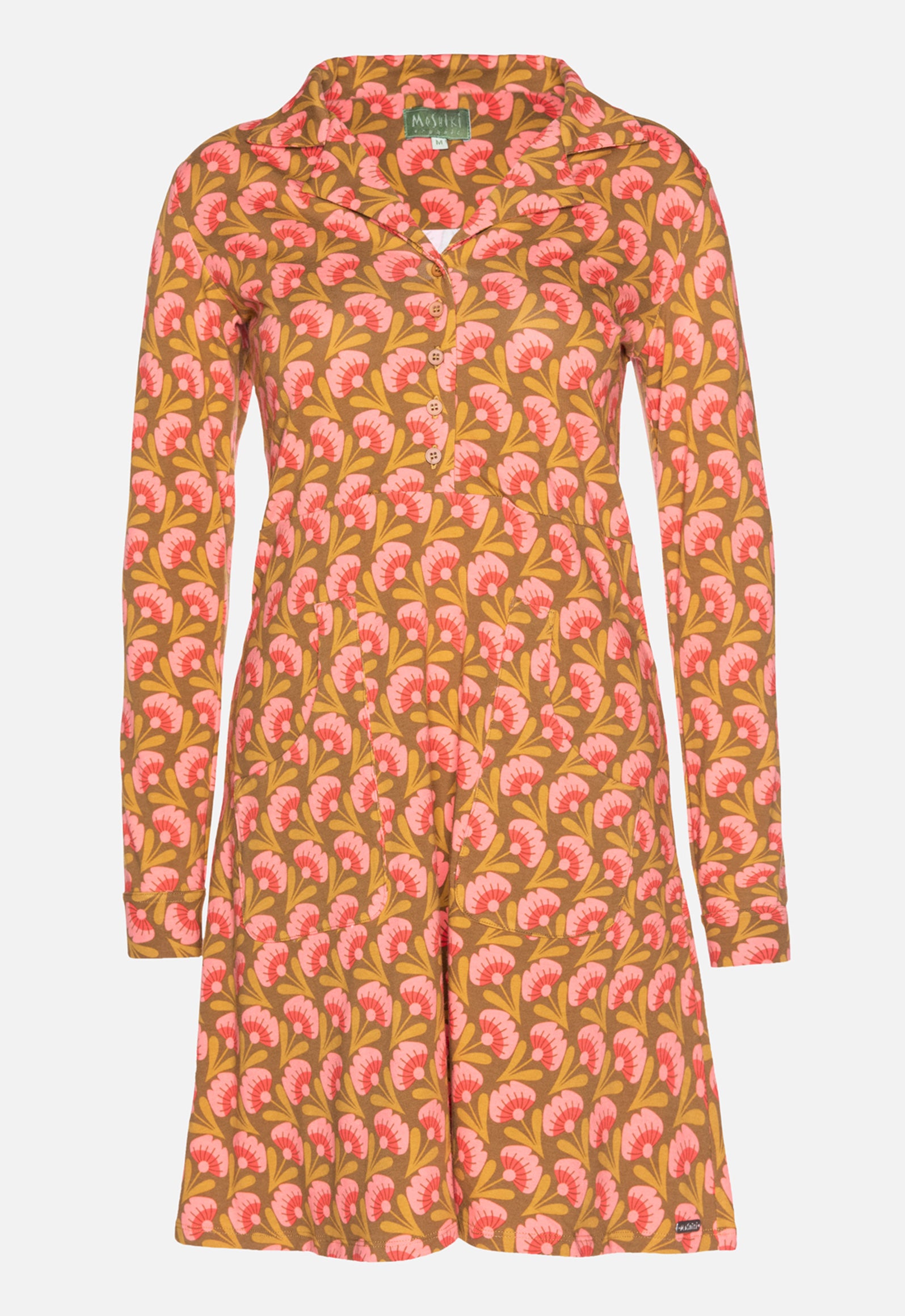 W26Dress-OC2 – Bio-Baumwollkleid mit Hemdkragen und Knopfleiste