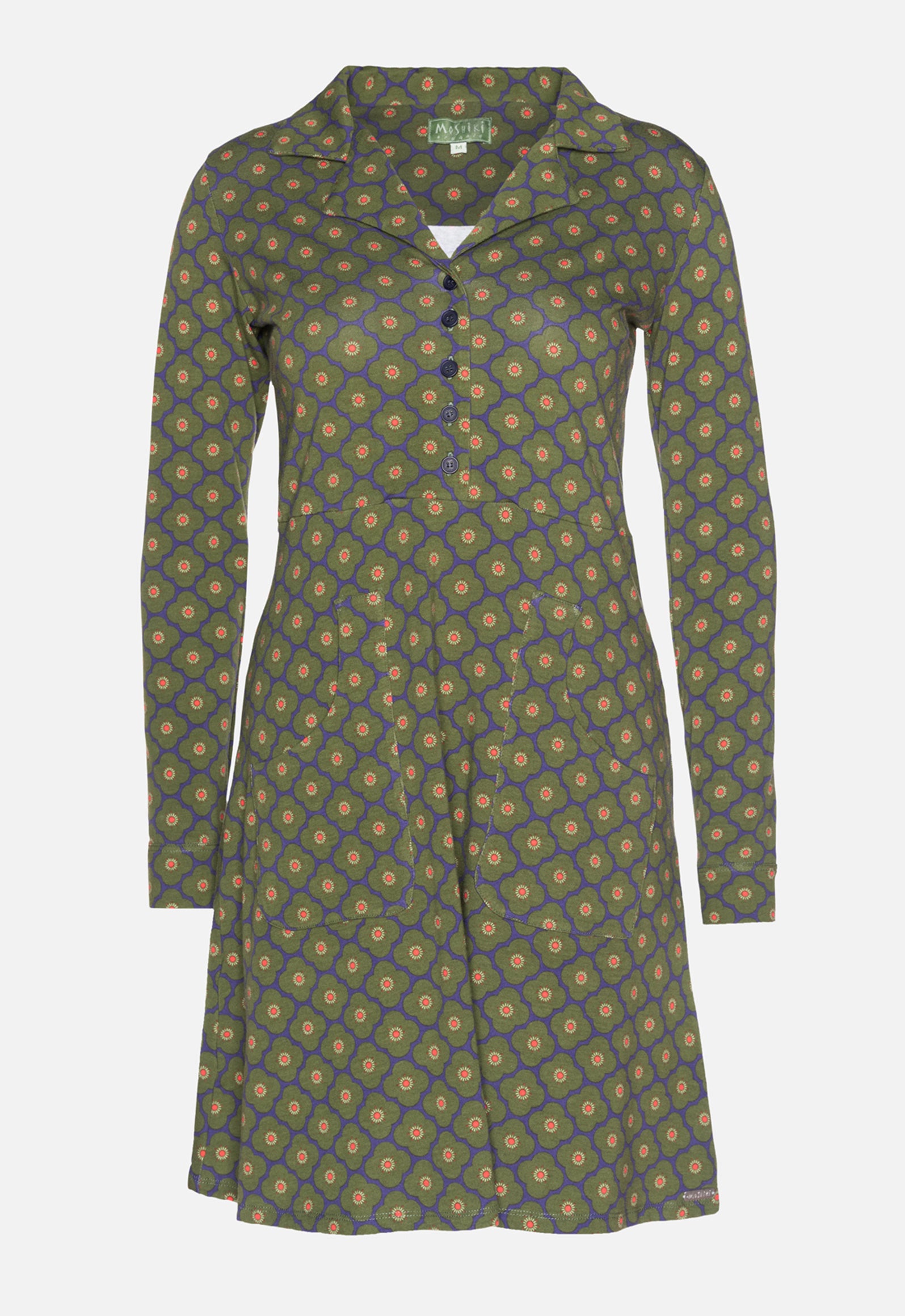 W26Dress-OC2 – Bio-Baumwollkleid mit Hemdkragen und Knopfleiste
