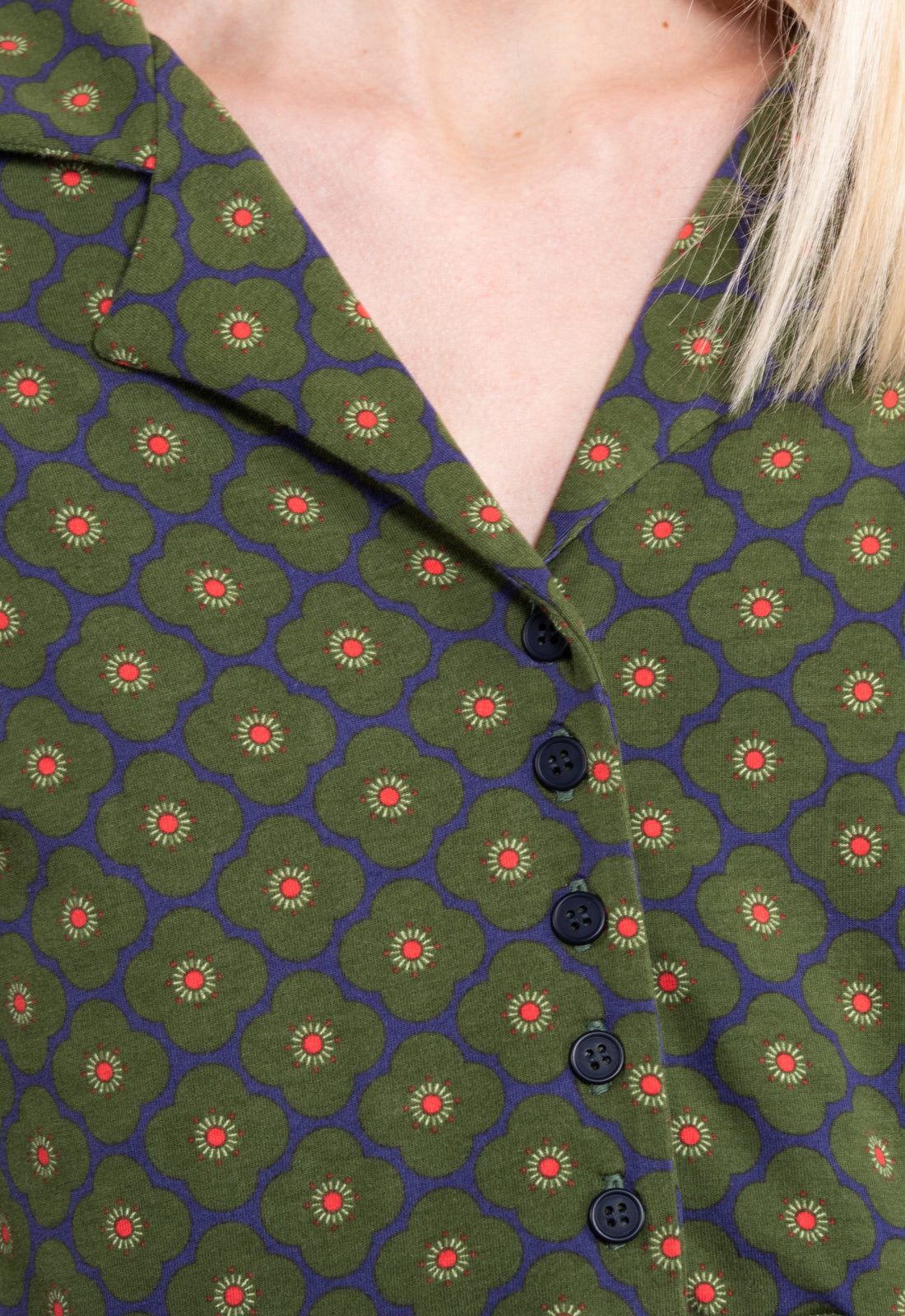 W26Dress-OC2 – Bio-Baumwollkleid mit Hemdkragen und Knopfleiste