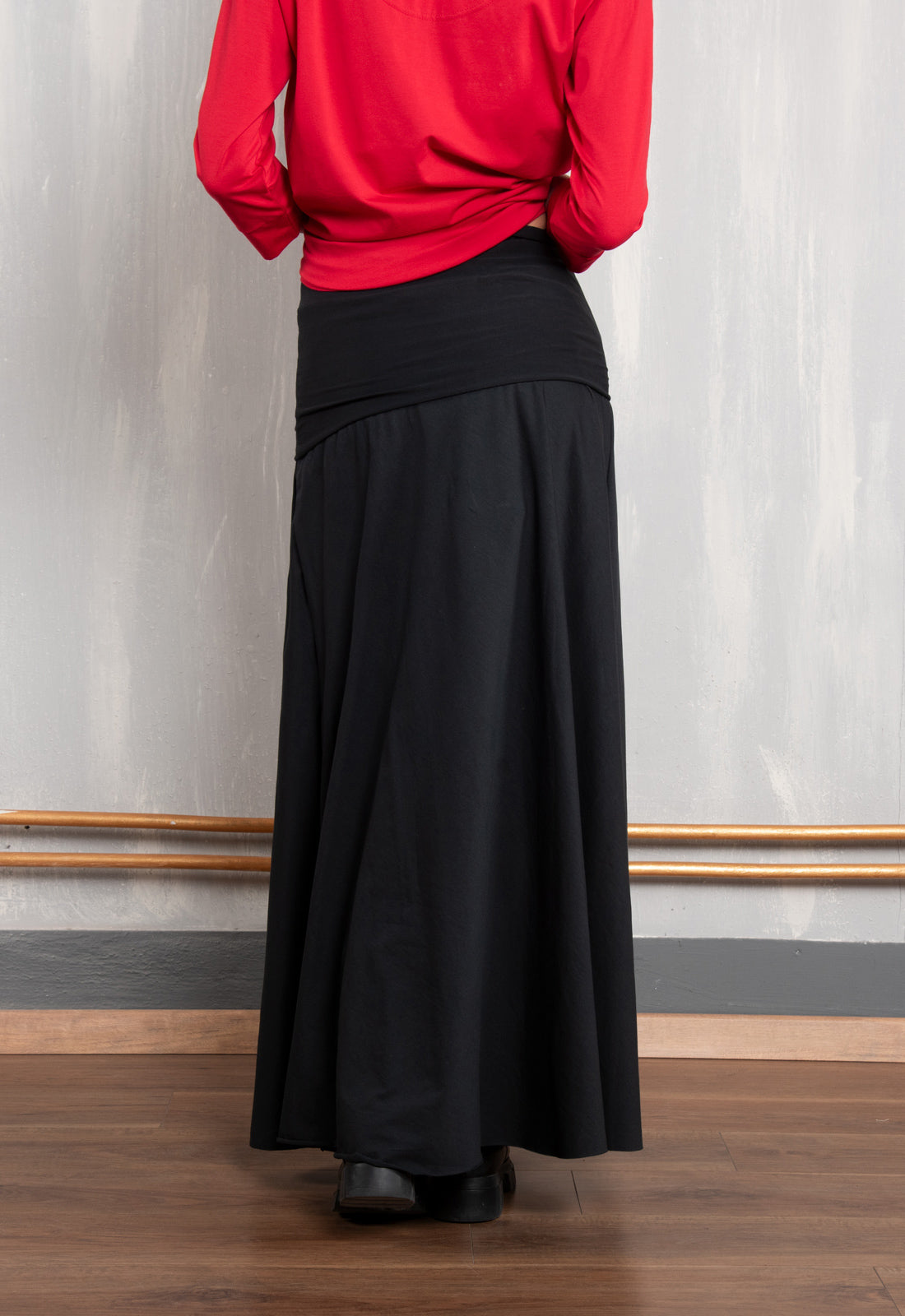 W26Skirt-G1 – Langer Jerseyrock mit variablem Faltbund