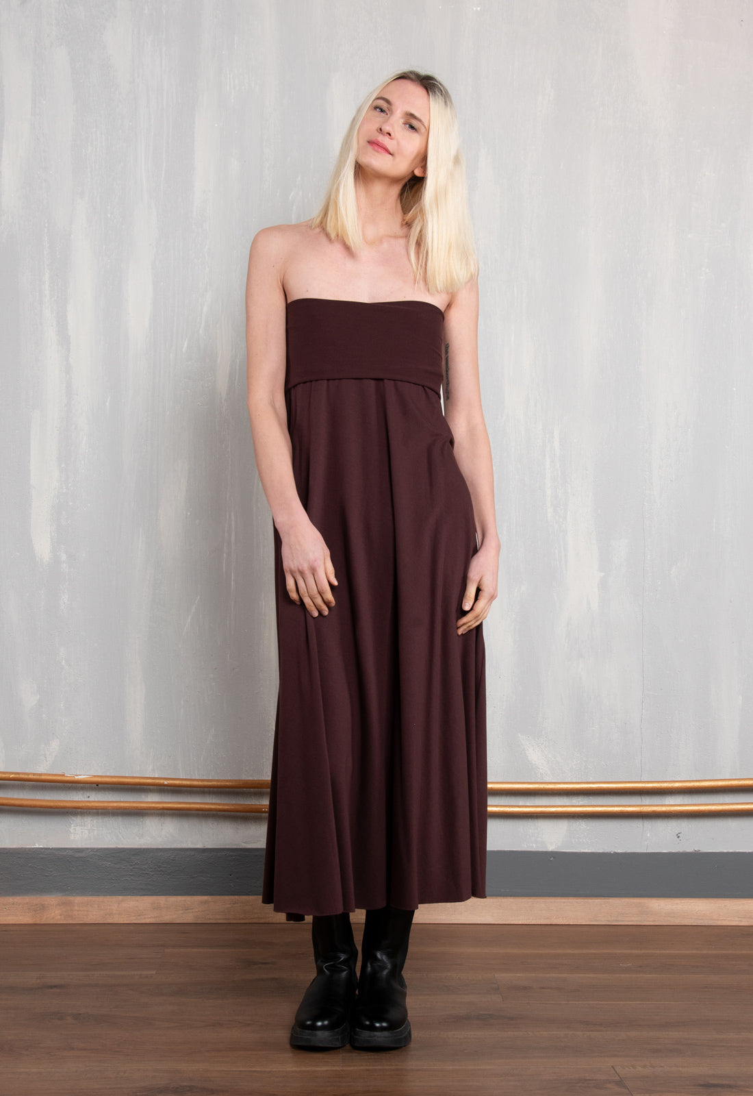 W26Skirt-G1 – Langer Jerseyrock mit variablem Faltbund