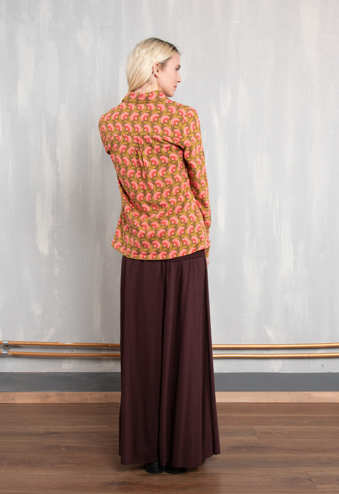 W26Skirt-G1 – Langer Jerseyrock mit variablem Faltbund