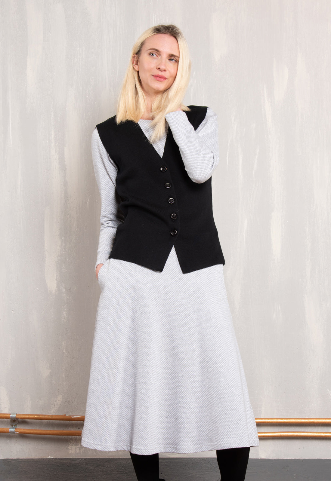 W26Skirt-G2 – GOTS A-Linien-Rock aus Bio-Baumwoll-Jacquard