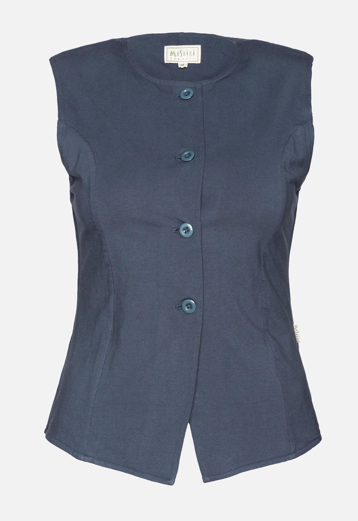 W26Vest-G2 – Figurbetonte Jersey-Weste aus GOTS Bio-Baumwolle