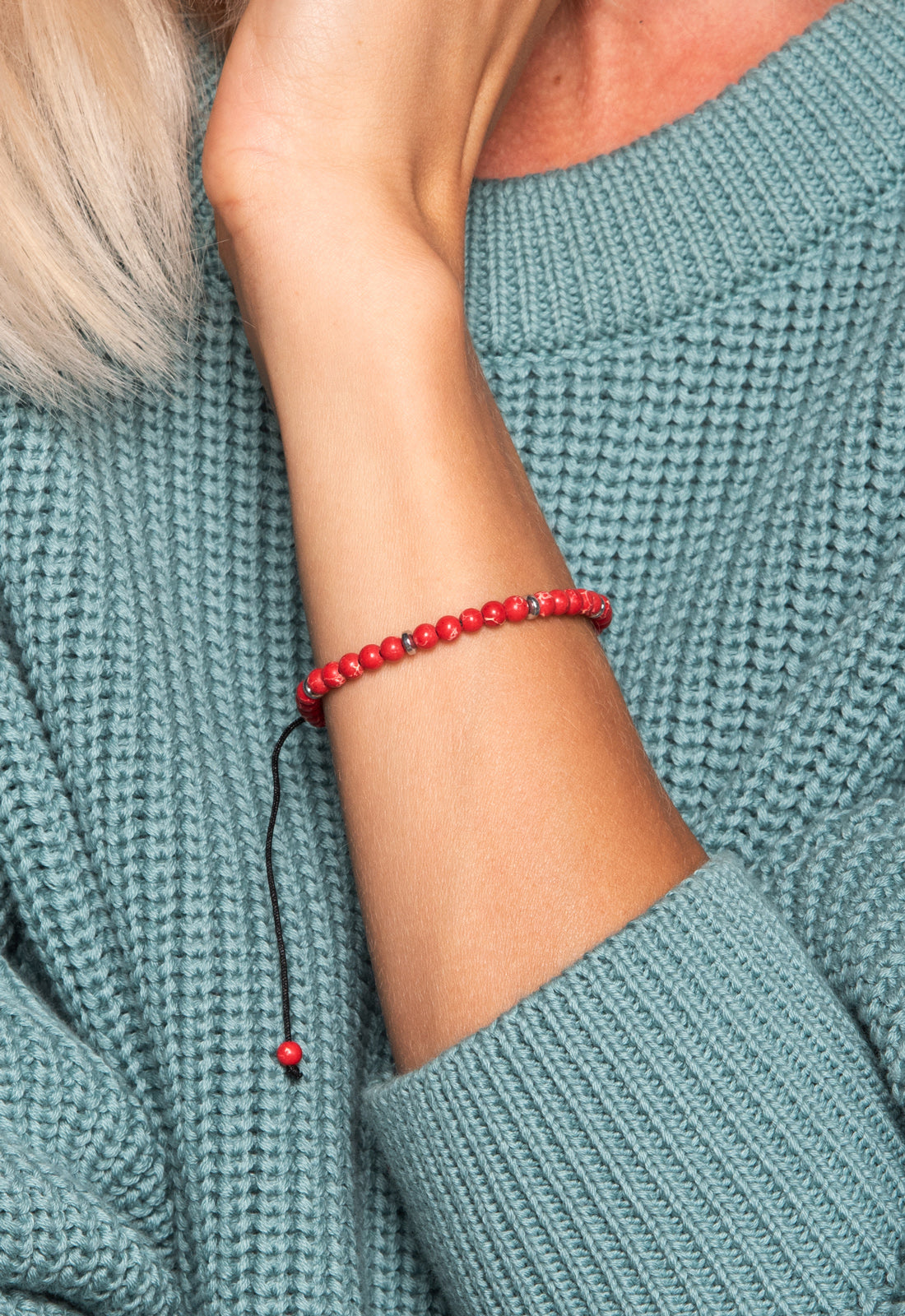 B3 - Verstellbares Naturstein-Armband mit Silberperlen – Stil trifft Bedeutung