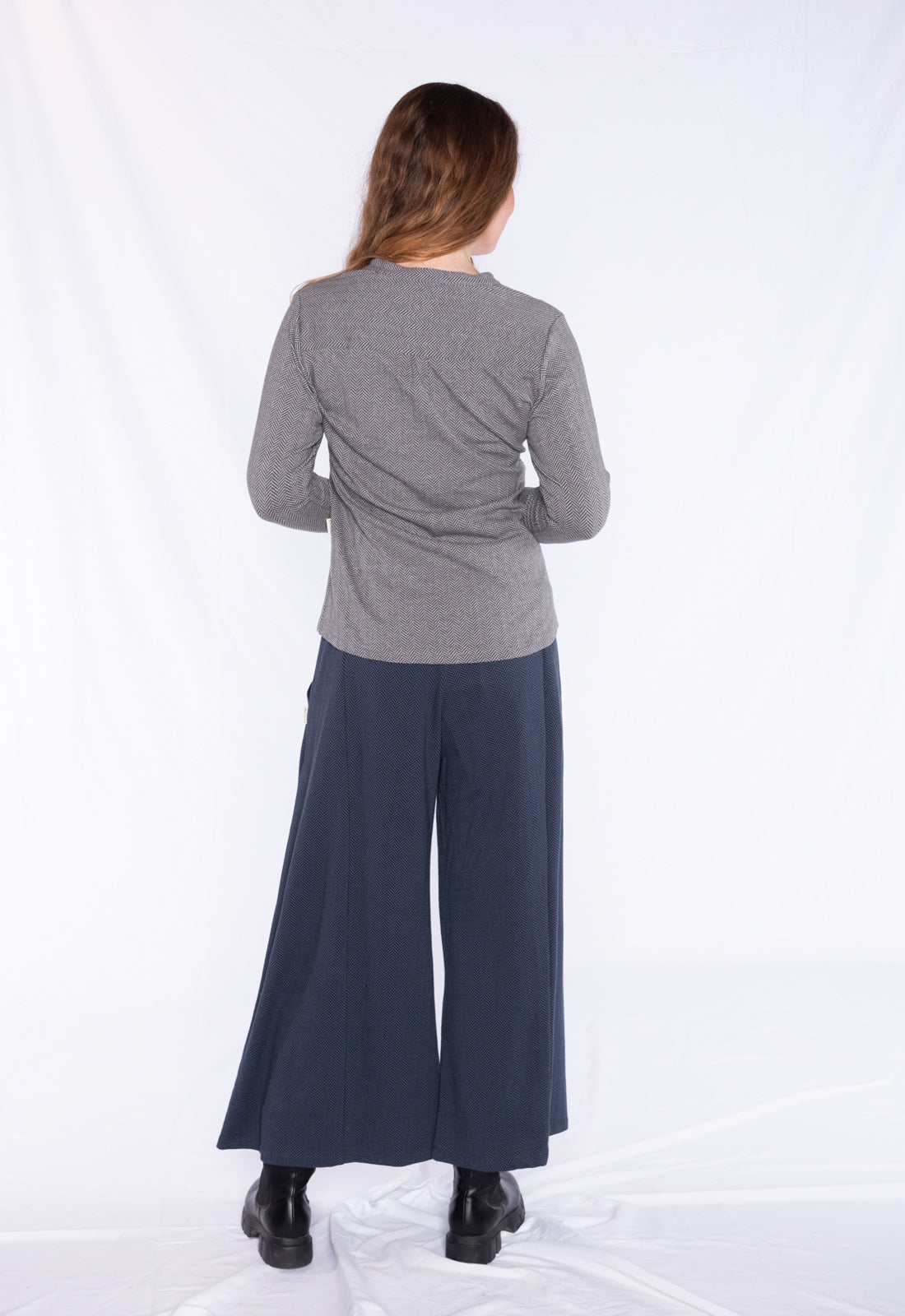 Palazzo Hose mit Fischgrätmuster - GOTS zertifiziert - W24Pants-G4