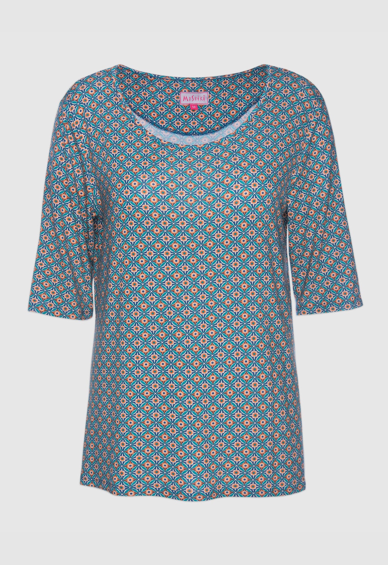 Loose-fitting half-sleeve shirt with round neck - S24Top-V2