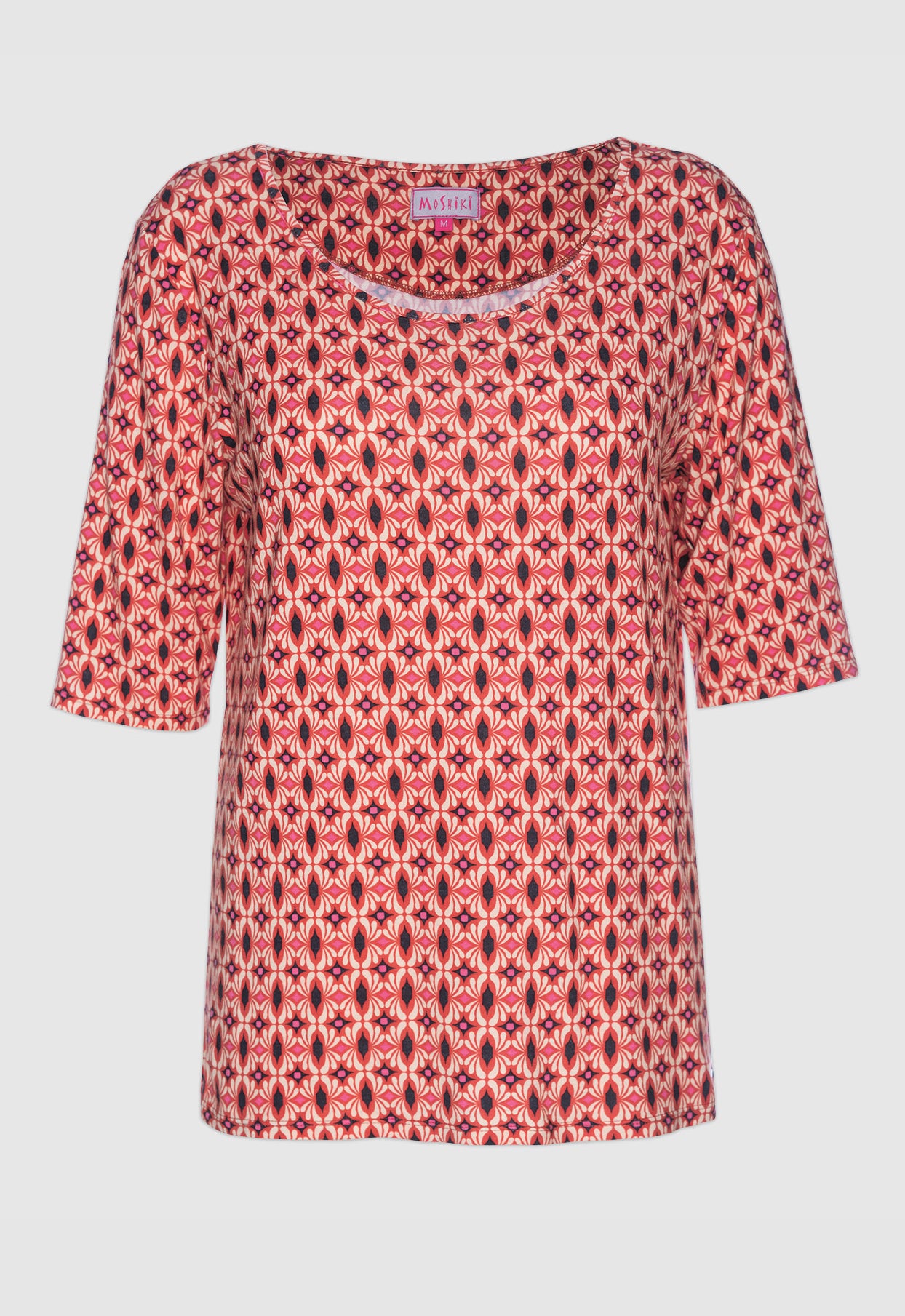 Loose-fitting half-sleeve shirt with round neck - S24Top-V2