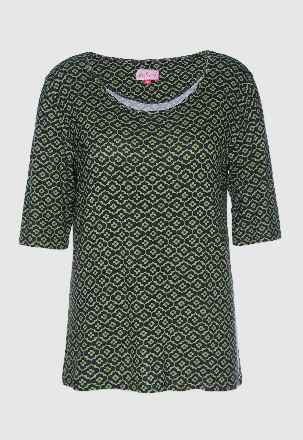 Loose-fitting half-sleeve shirt with round neck - S24Top-V2