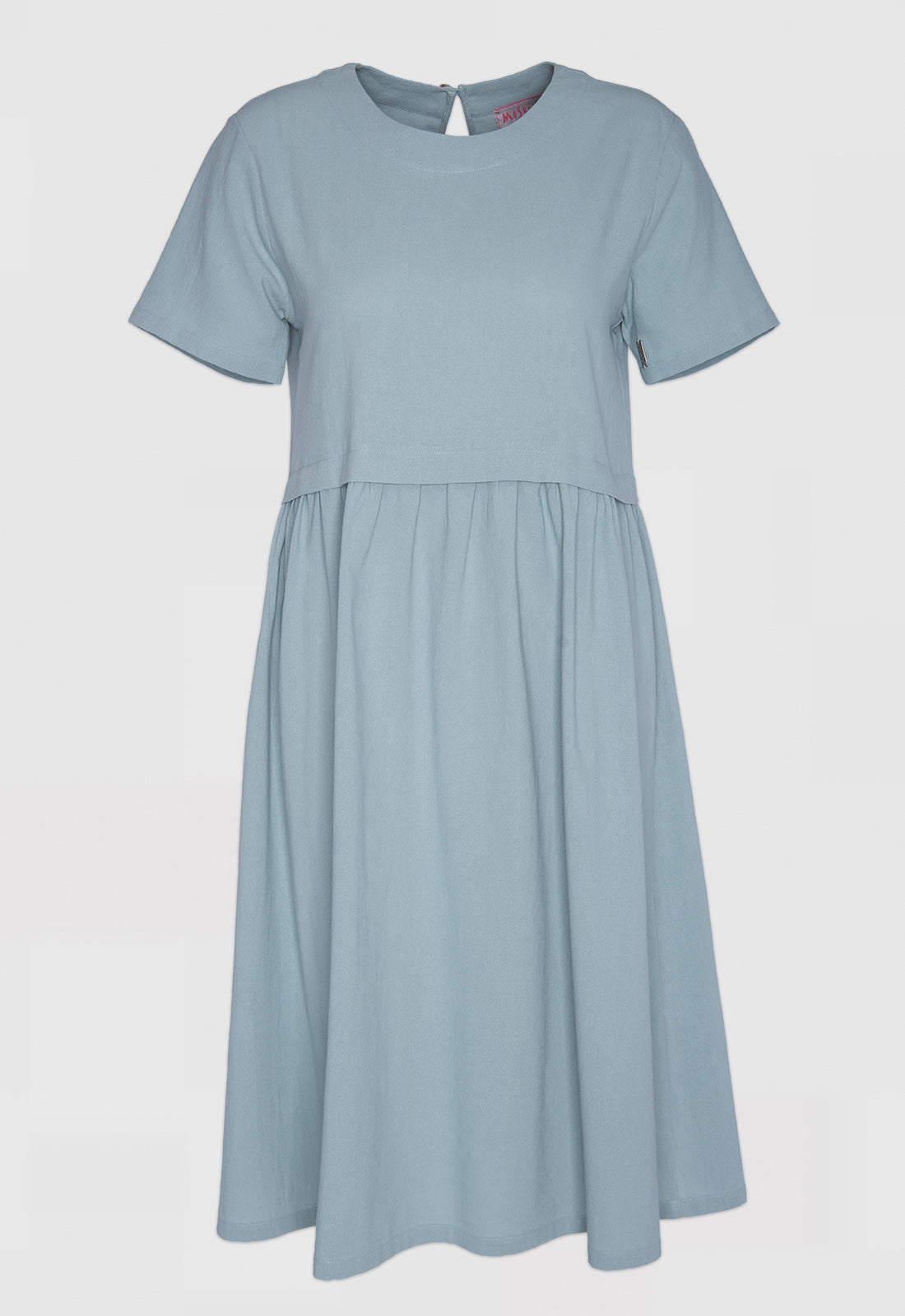 Long dress with round neck and short sleeves - S24Dress-C1