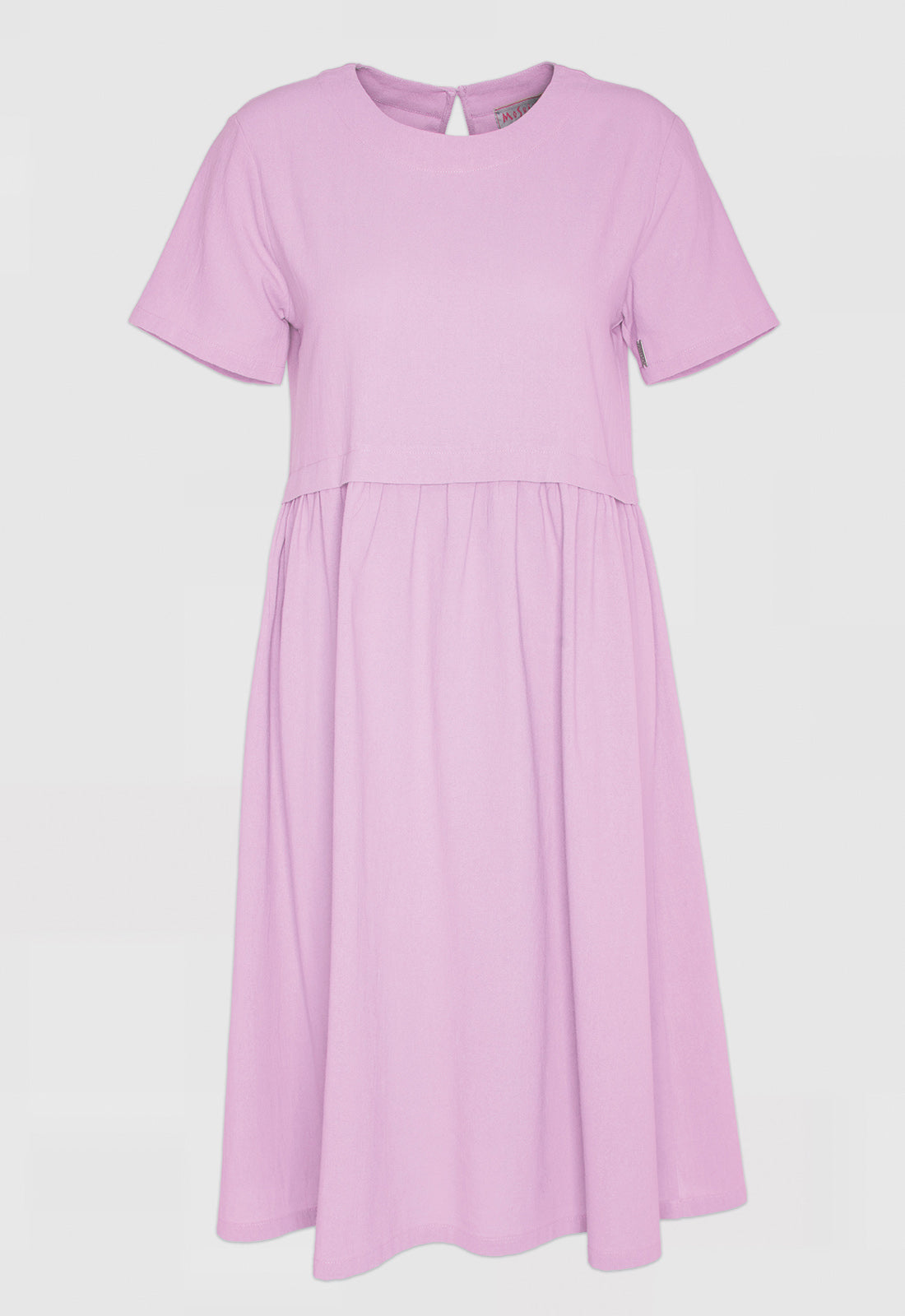 Long dress with round neck and short sleeves - S24Dress-C1
