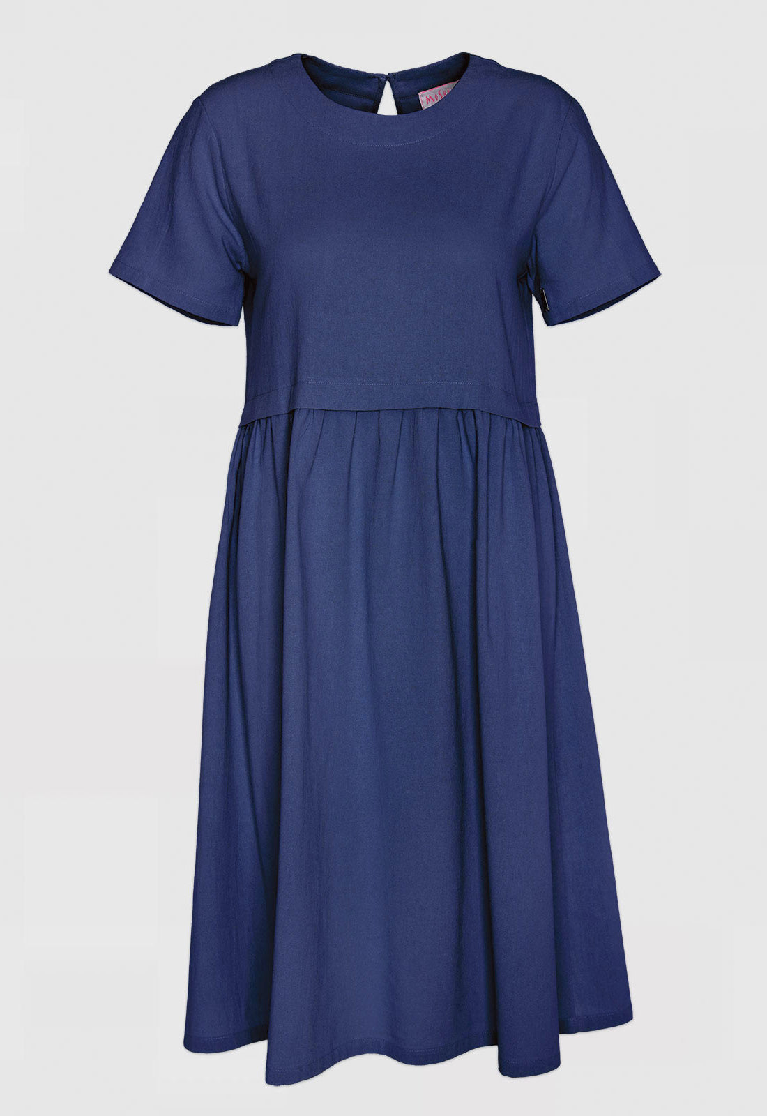 Long dress with round neck and short sleeves - S24Dress-C1