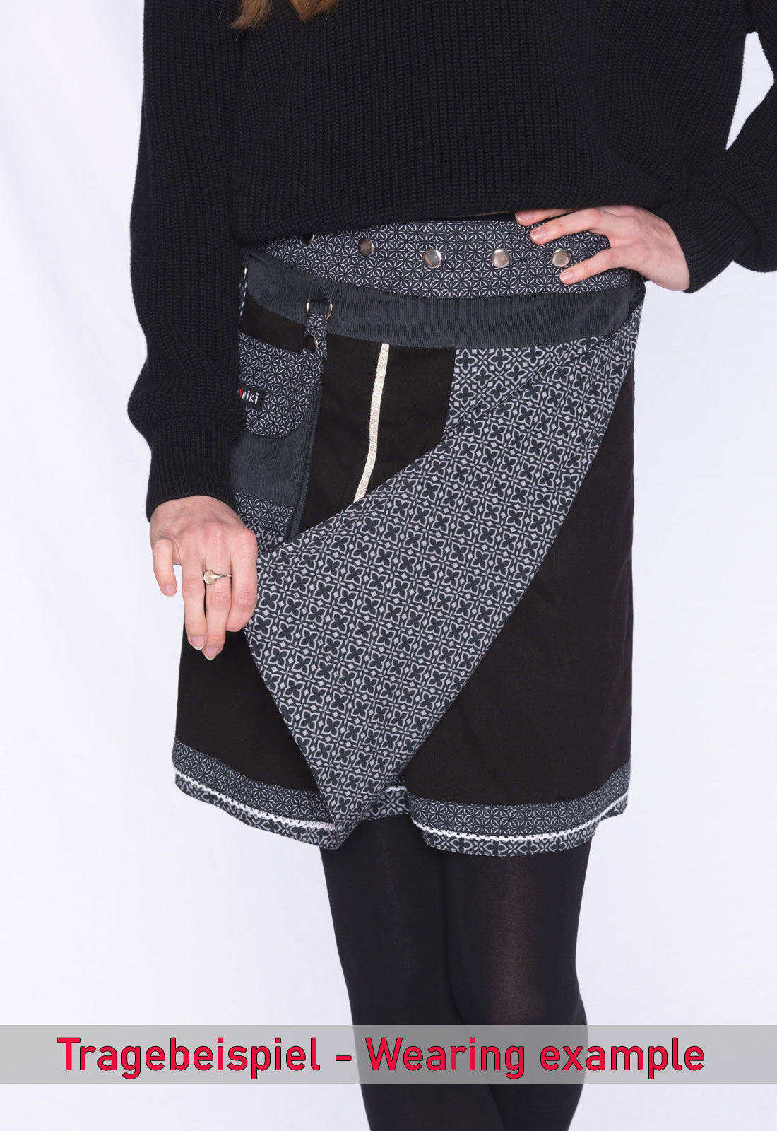 Tragebeispiel Moshiki Hot Cookie 55 Cord 50 cm Wickelrock