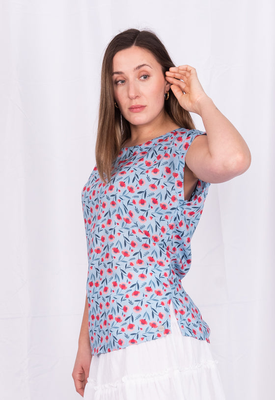 Lockeres Shirt mit angeschnittenem Ärmeln aus Rayon - RT02S23
